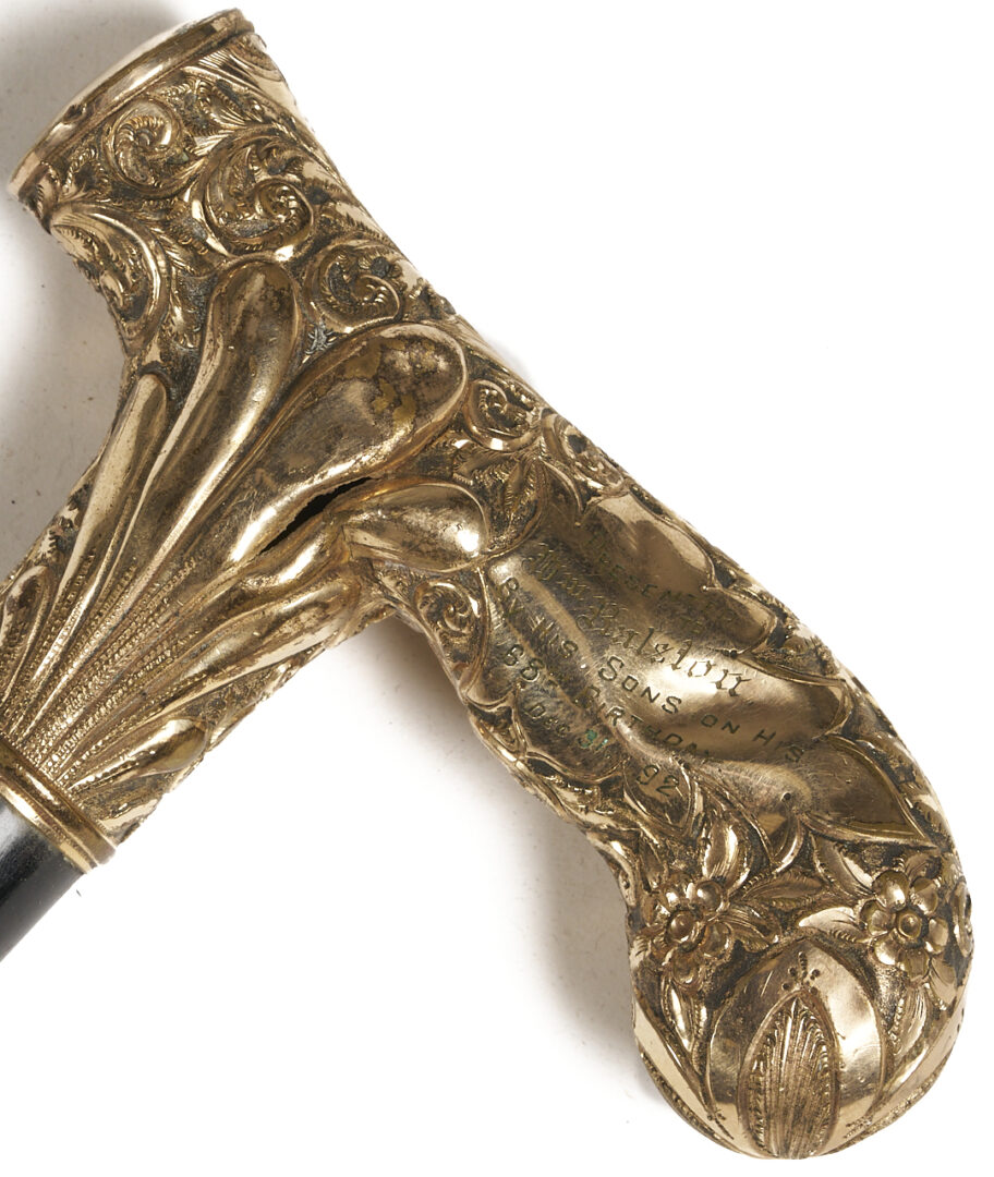 Lot 216: Wm. Ralston OH or TN Jeweler’s Sign plus Cane and Commendation Copy