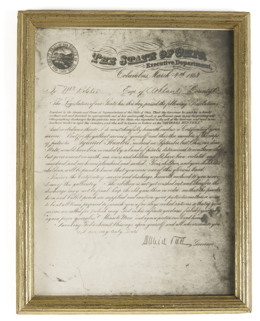 Lot 216: Wm. Ralston OH or TN Jeweler’s Sign plus Cane and Commendation Copy