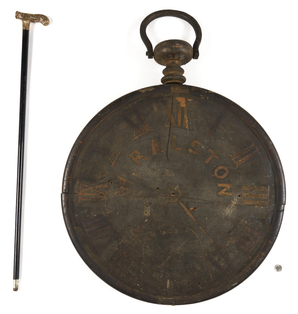 Lot 216: Wm. Ralston OH or TN Jeweler’s Sign plus Cane and Commendation Copy
