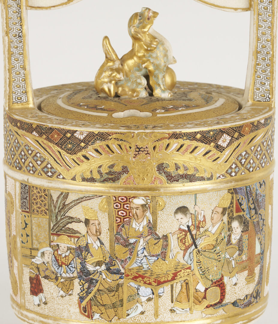 Lot 21: Japanese Satsuma Porcelain Koro, Child Figure and Drum Box
