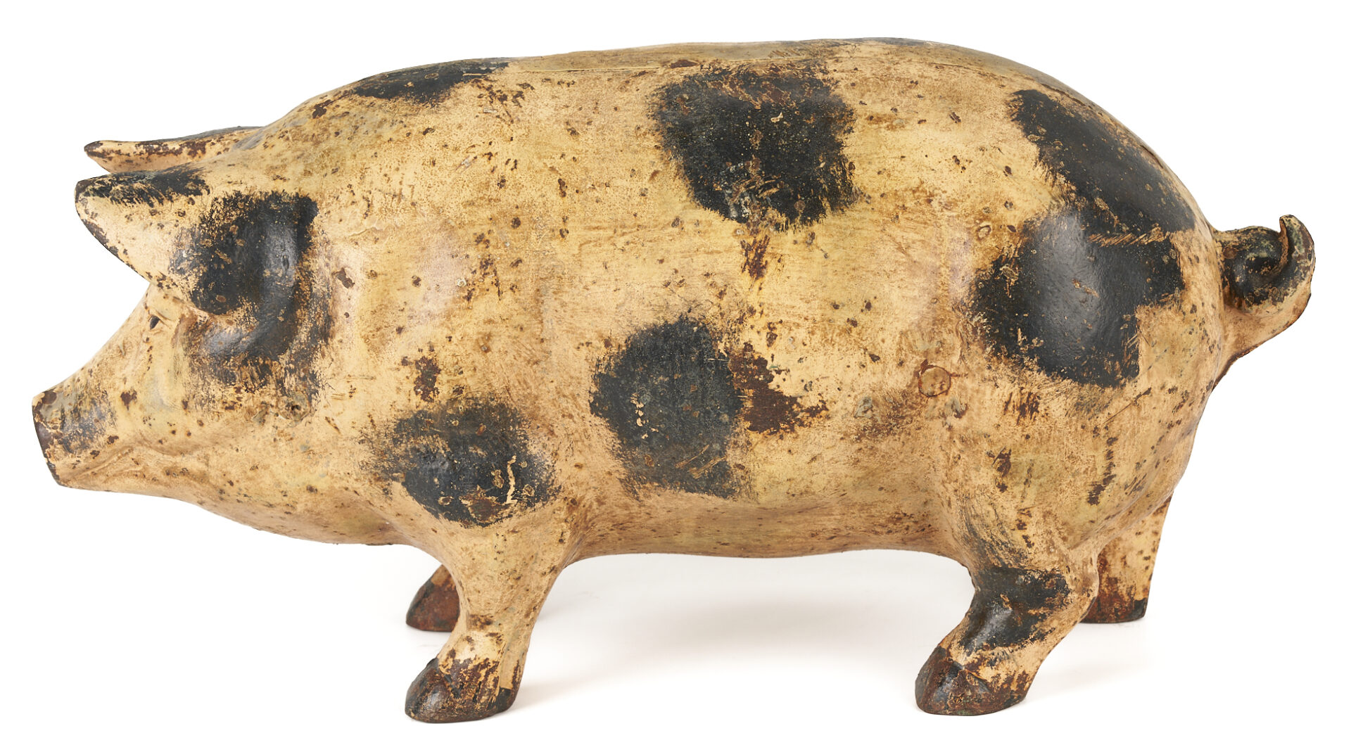 Lot 220: Large Folk Art Painted Cast Iron Pig Figure