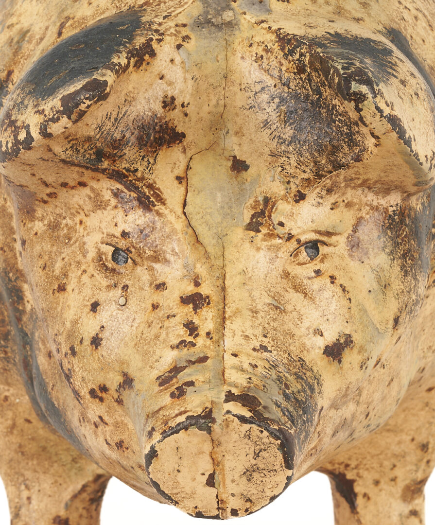 Lot 220: Large Folk Art Painted Cast Iron Pig Figure