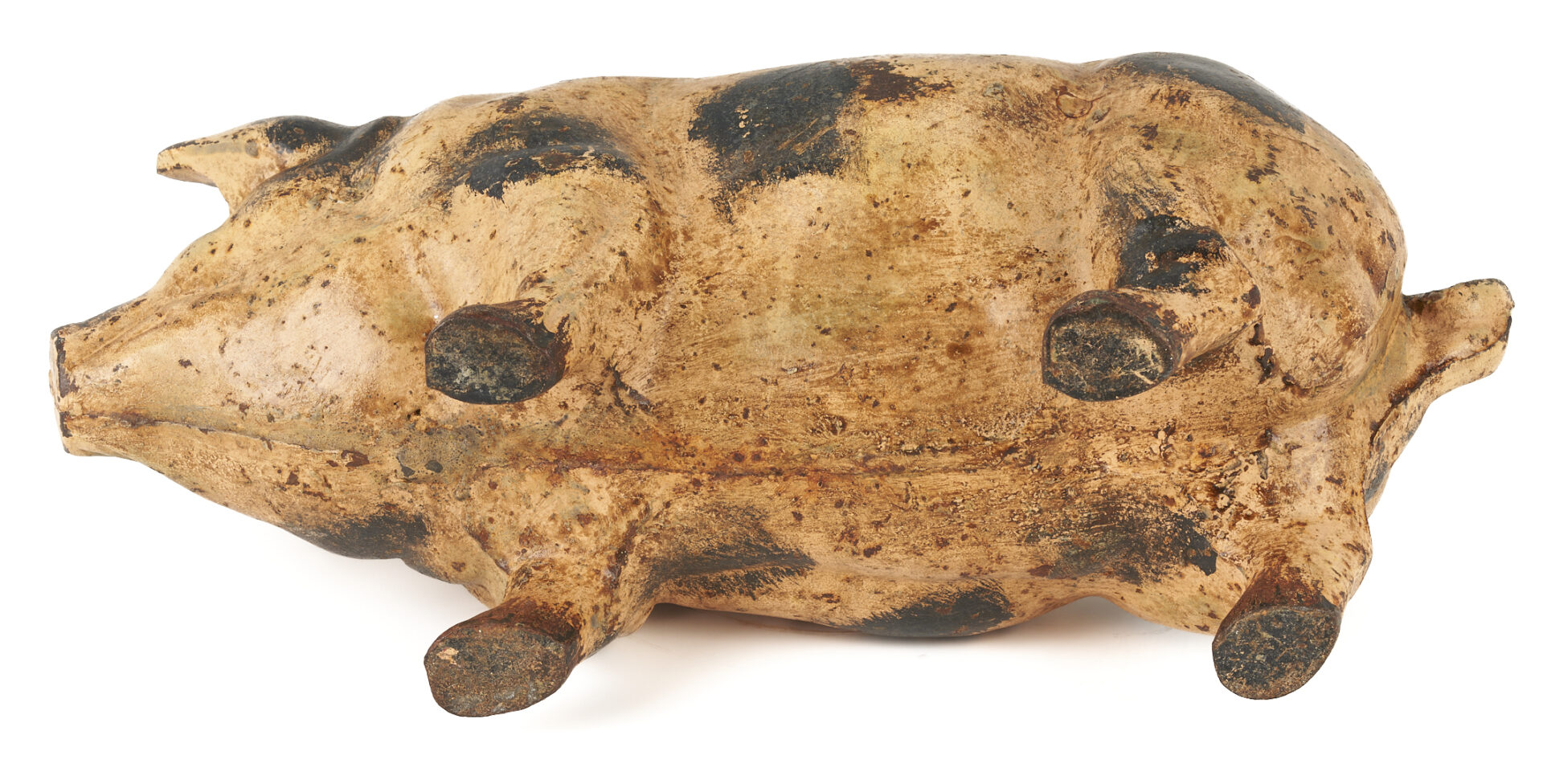 Lot 220: Large Folk Art Painted Cast Iron Pig Figure