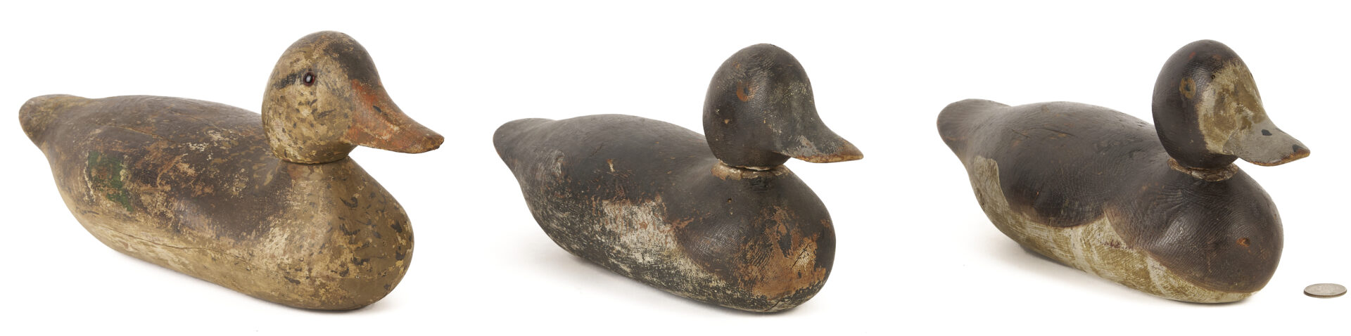 Lot 221: 3 Mason Factory Duck Decoys, Bluebills & Mallard Hen, Standard Grade Incl. Glass-Eye