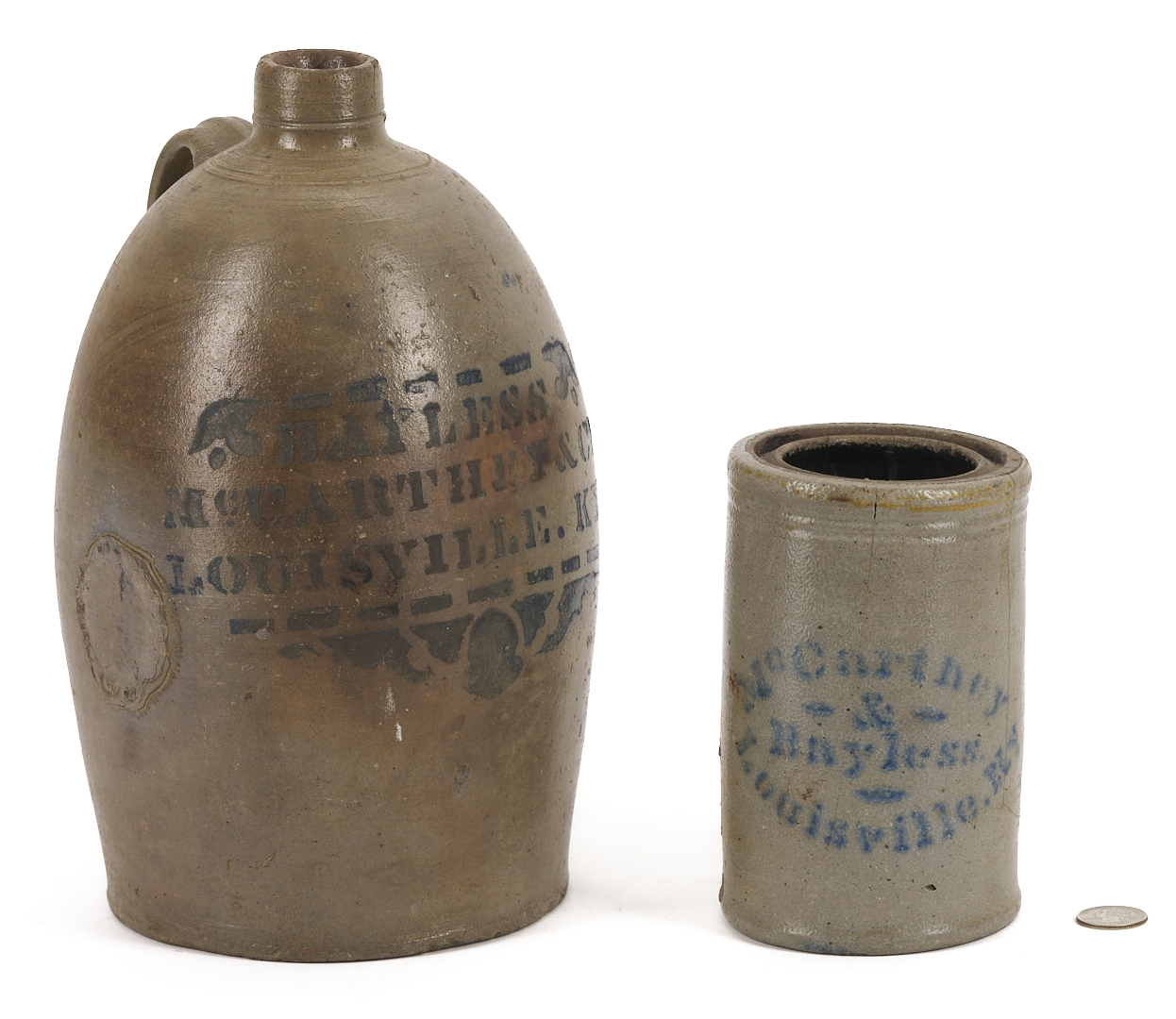Lot 225: Bayless McCarthy & Co. Louisville Kentucky Stoneware Jug and Jar, 2 Items