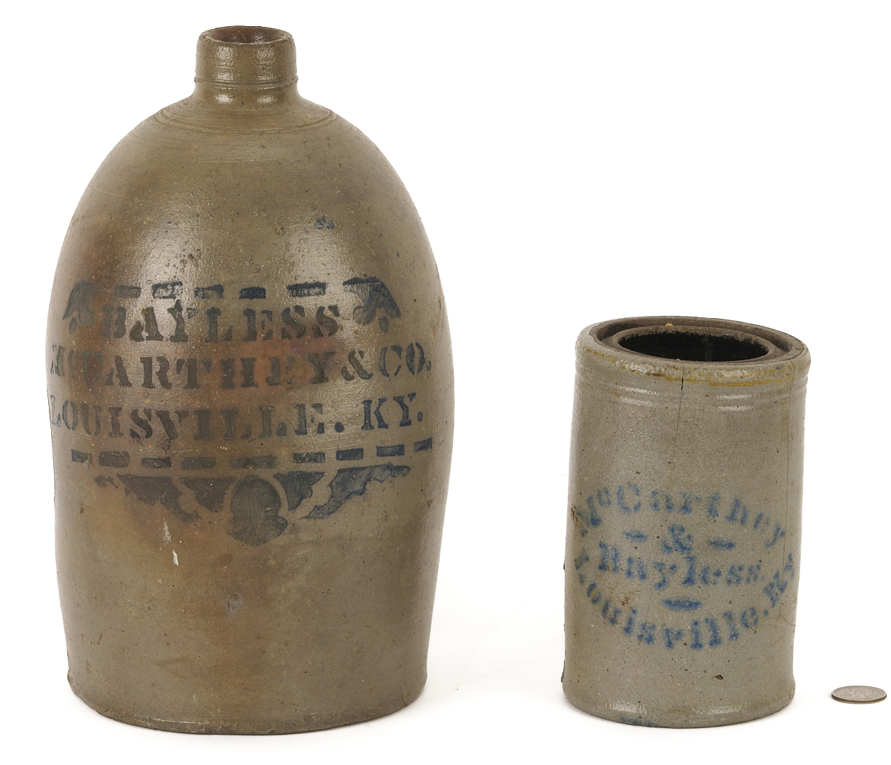 Lot 225: Bayless McCarthy & Co. Louisville Kentucky Stoneware Jug and Jar, 2 Items