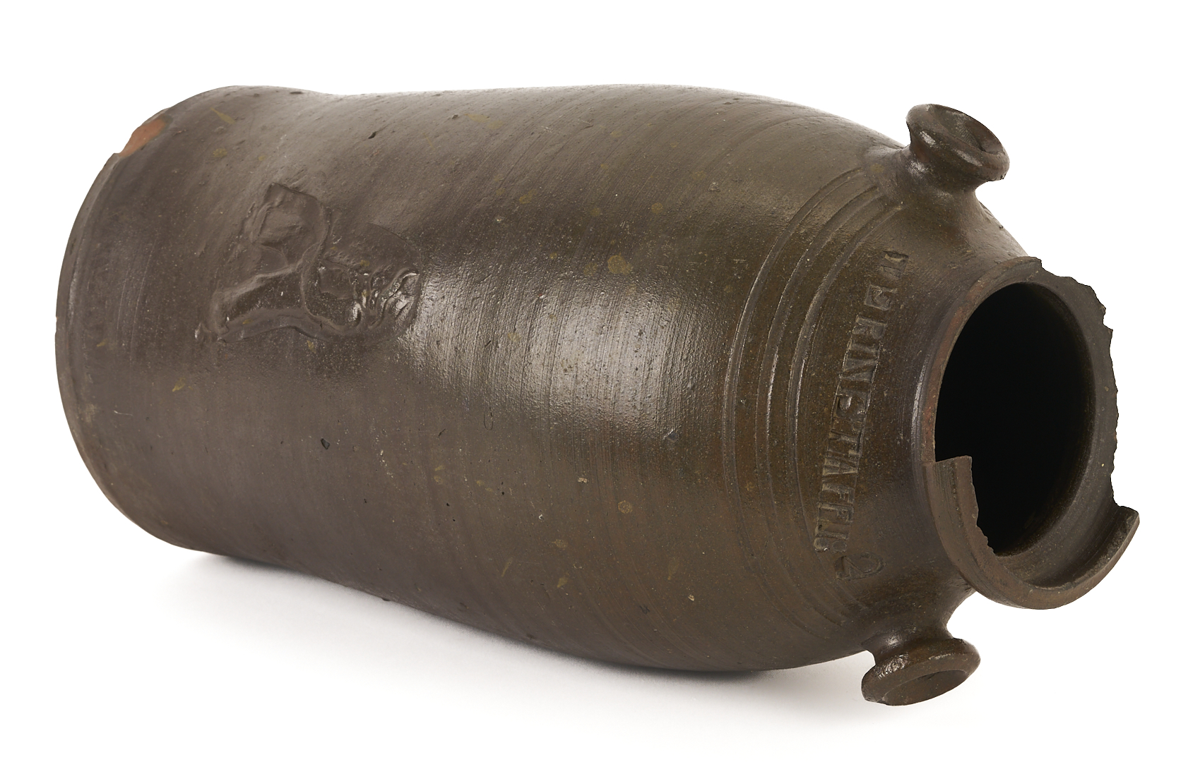 Lot 227: Exhibited East TN Grindstaff Pottery Jar with Figure Stamp