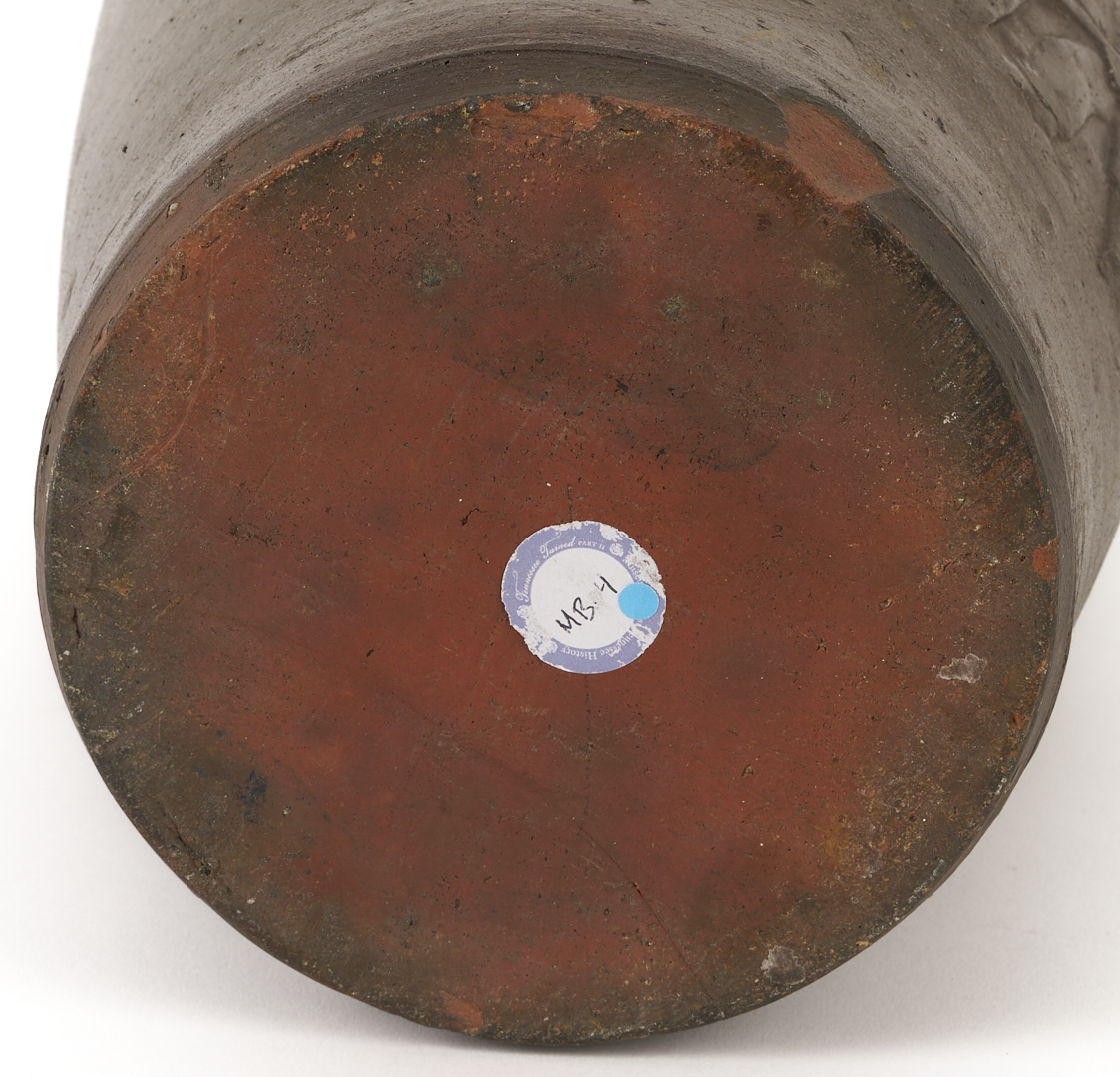 Lot 227: Exhibited East TN Grindstaff Pottery Jar with Figure Stamp