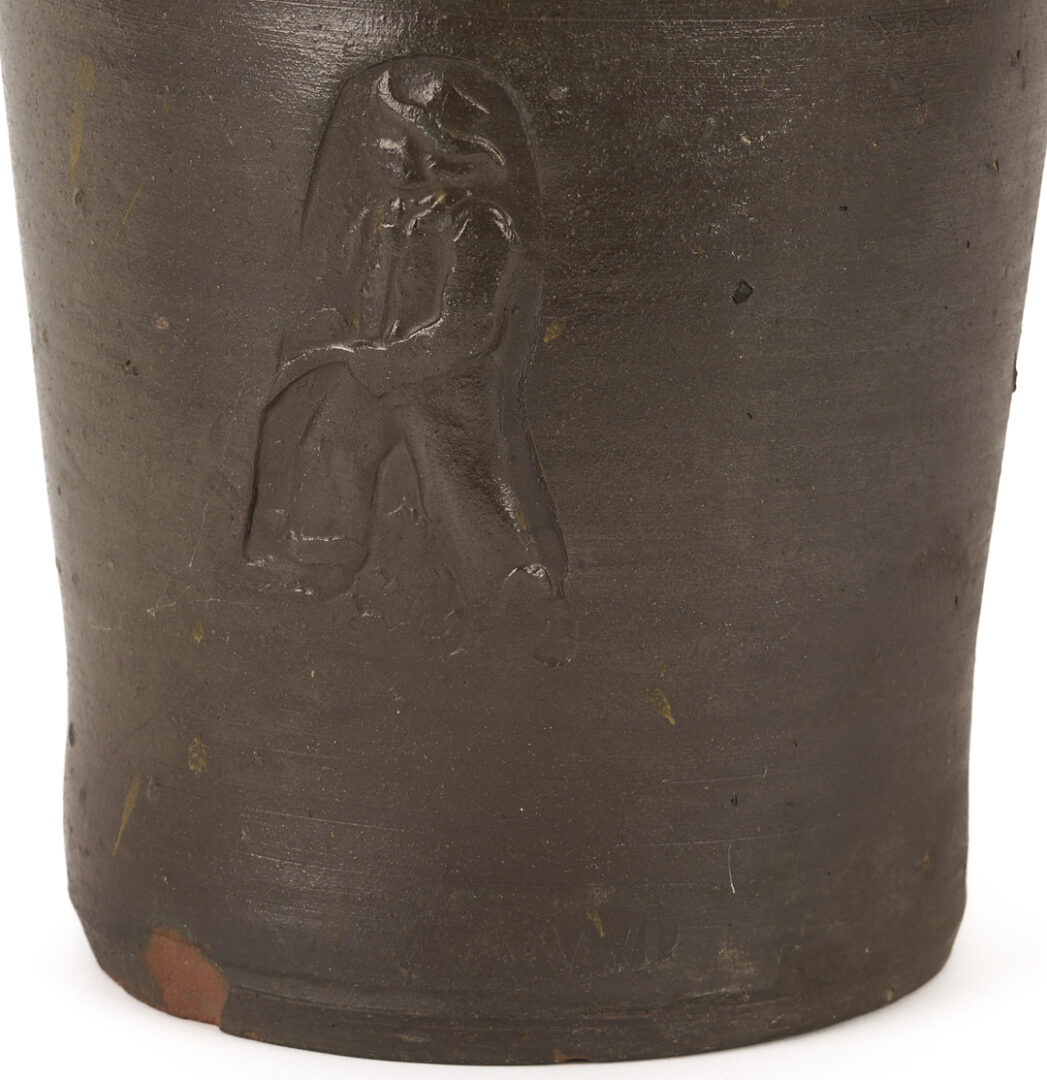 Lot 227: Exhibited East TN Grindstaff Pottery Jar with Figure Stamp