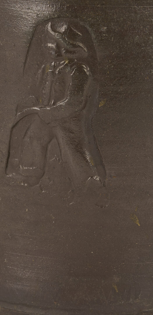 Lot 227: Exhibited East TN Grindstaff Pottery Jar with Figure Stamp