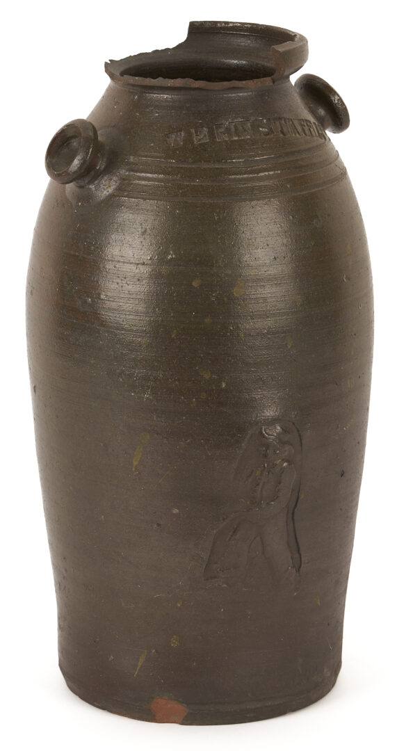 Lot 227: Exhibited East TN Grindstaff Pottery Jar with Figure Stamp