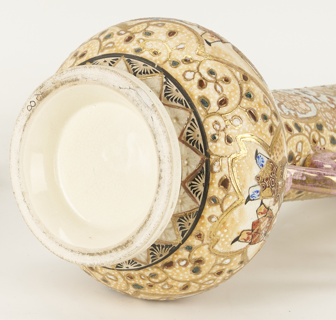 Lot 22: 3 Satsuma Double Handled Vases