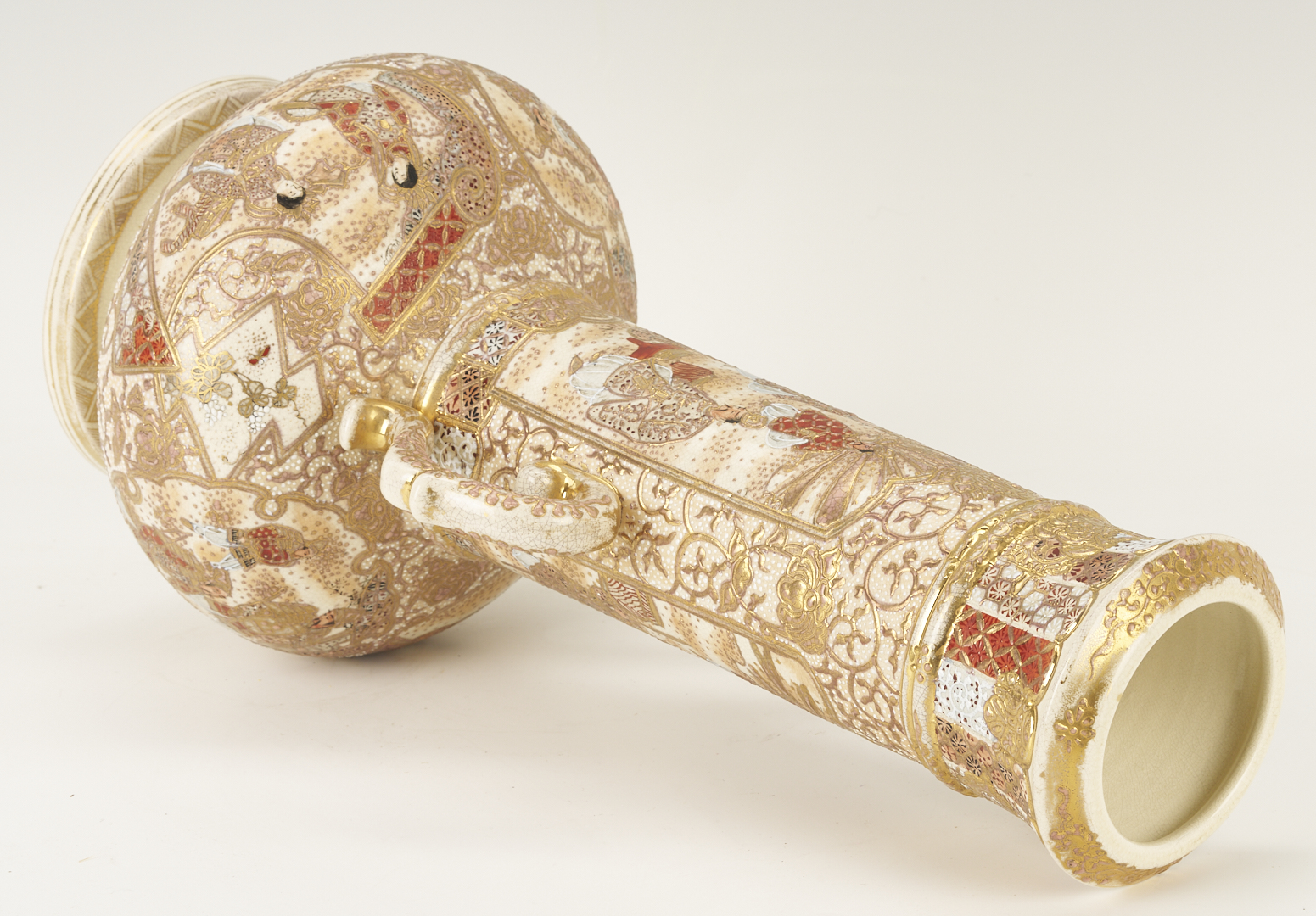 Lot 22: 3 Satsuma Double Handled Vases