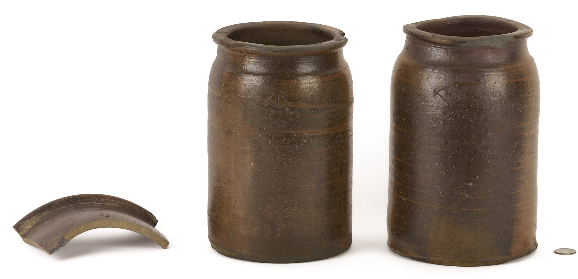 Lot 231: 2 East TN Stoneware Pottery Jars, attrib. John E. Glass