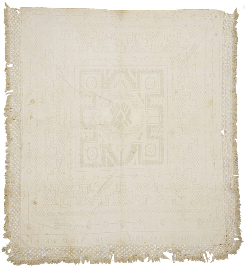 Lot 238: Southern White on White Coverlet or Counterpane, Signed & Dated 1817, Likely TN
