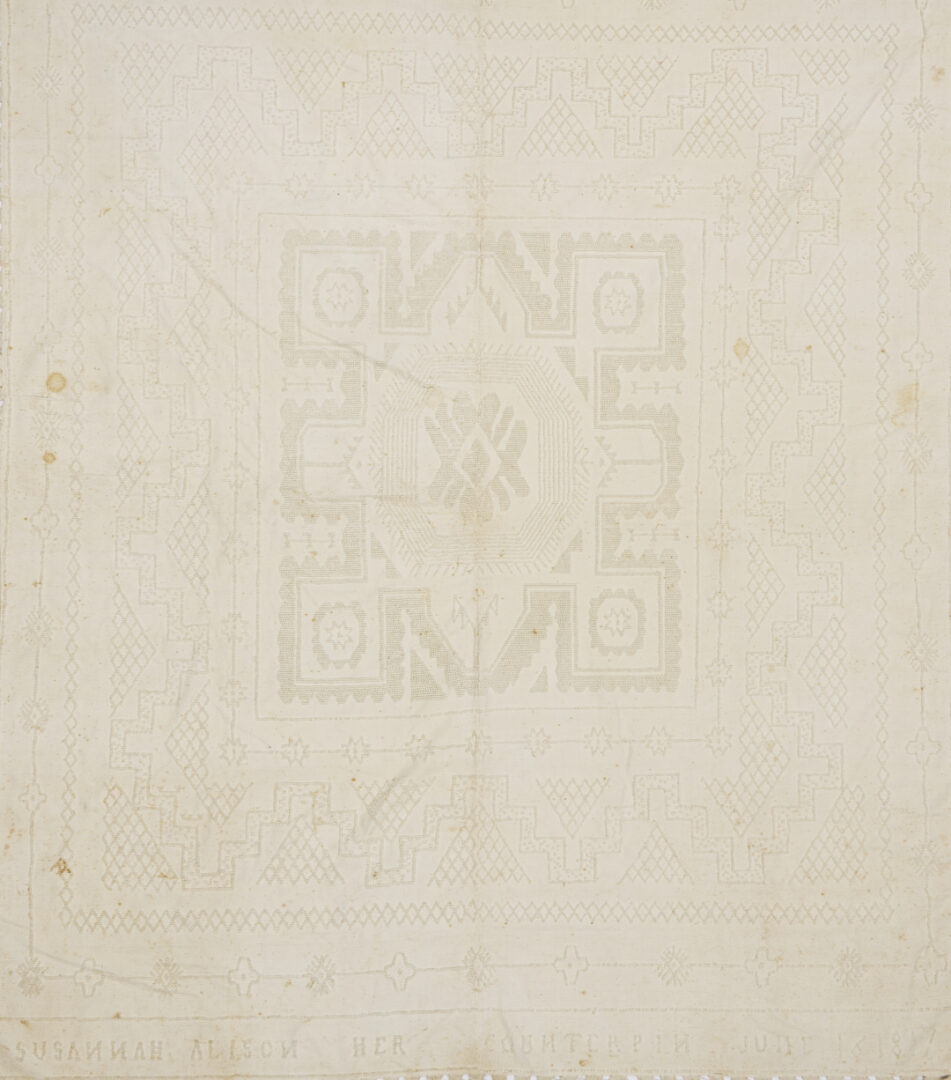 Lot 238: Southern White on White Coverlet or Counterpane, Signed & Dated 1817, Likely TN