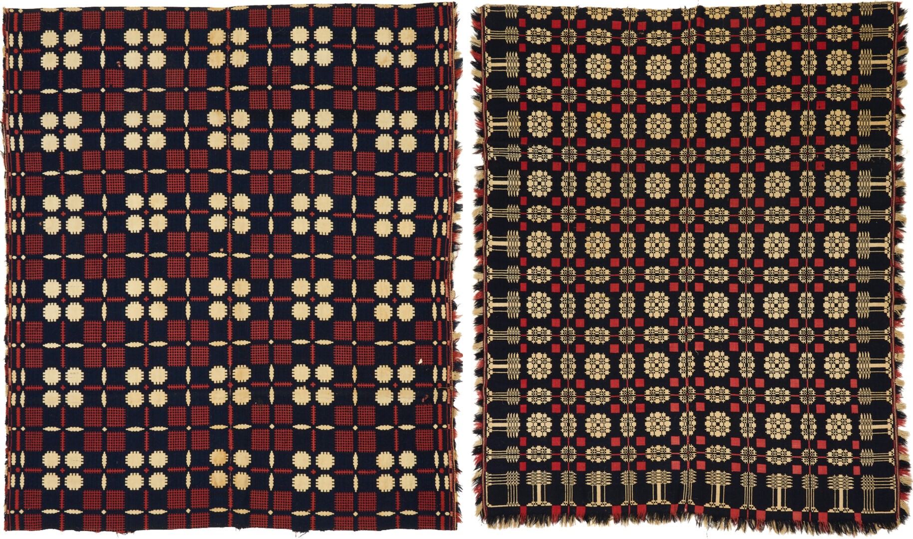 Lot 242: 2 Southern Red, White & Blue Wool Coverlets
