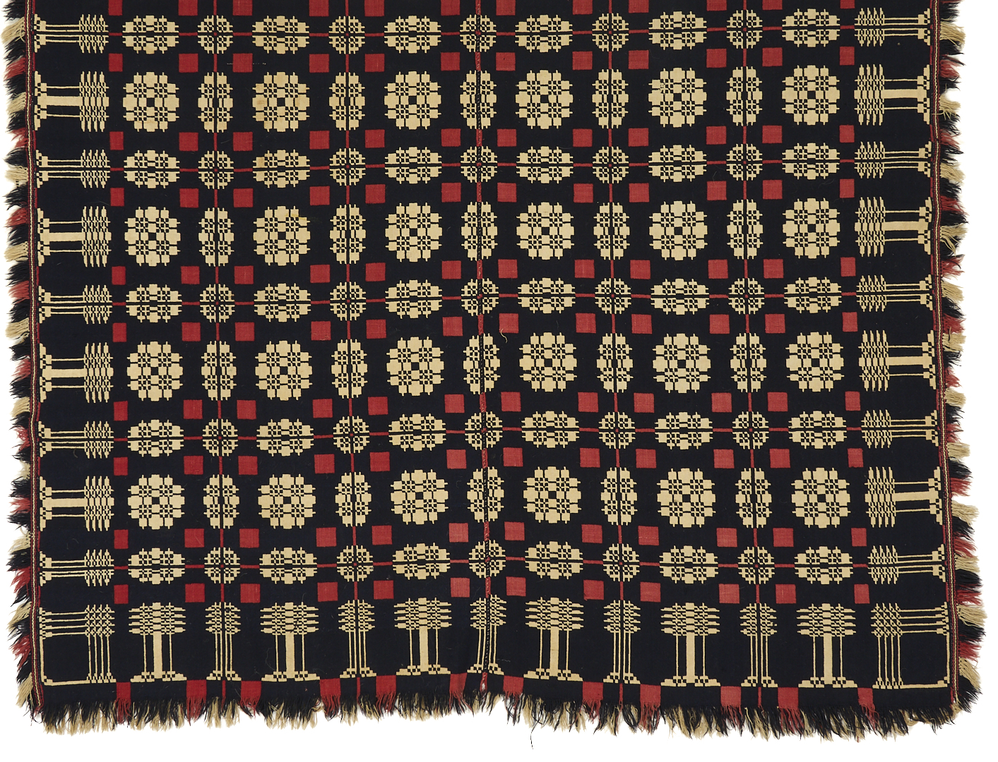 Lot 242: 2 Southern Red, White & Blue Wool Coverlets