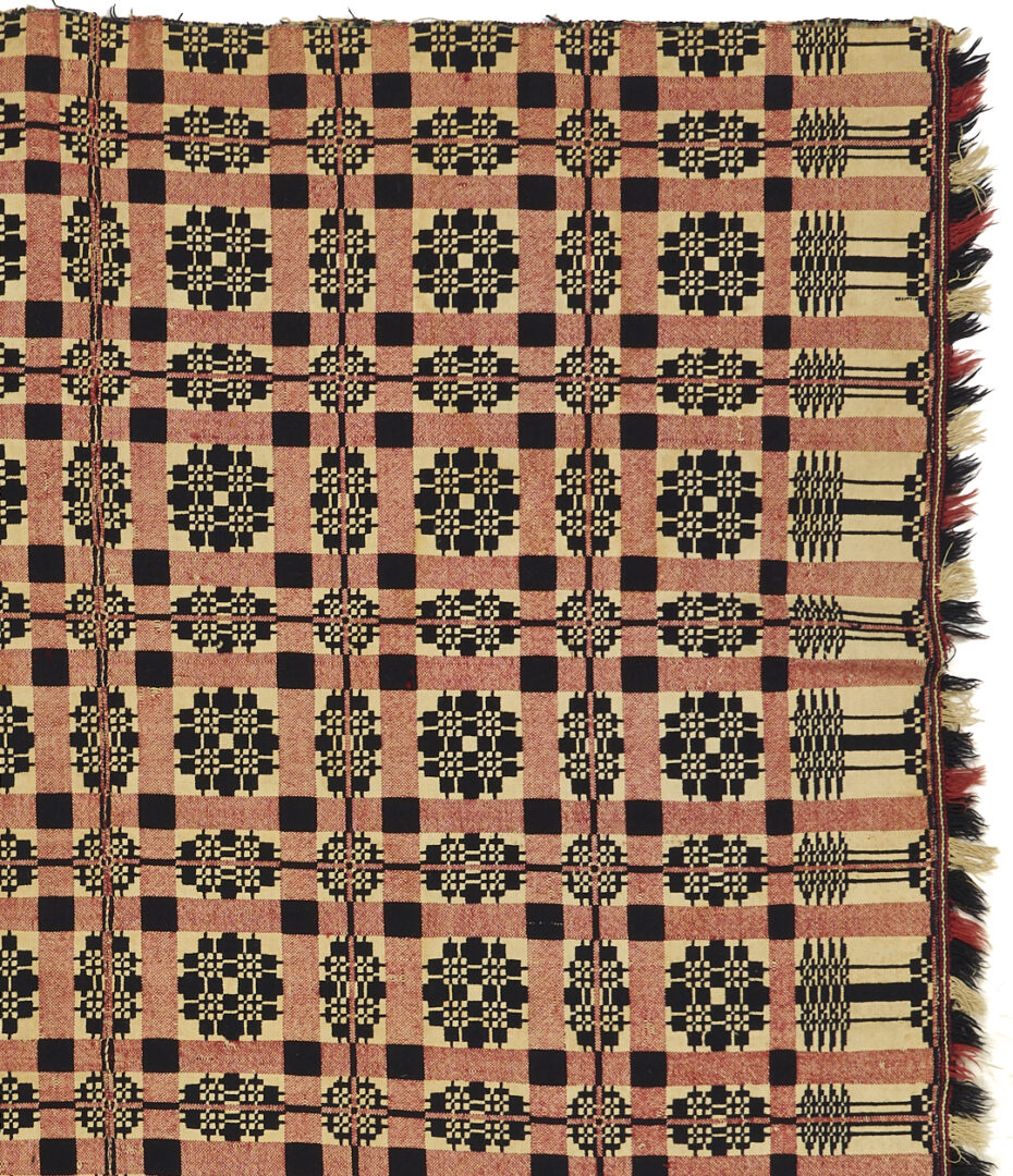 Lot 242: 2 Southern Red, White & Blue Wool Coverlets