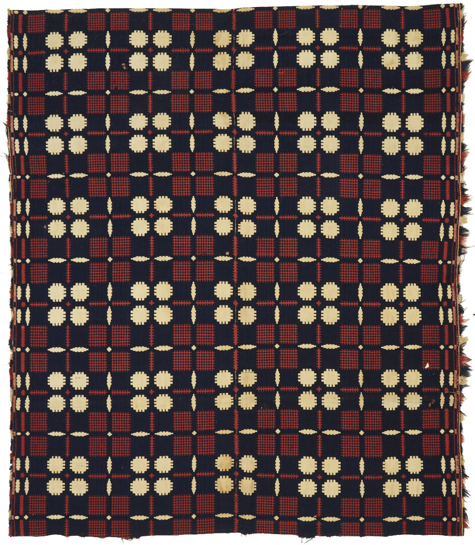 Lot 242: 2 Southern Red, White & Blue Wool Coverlets