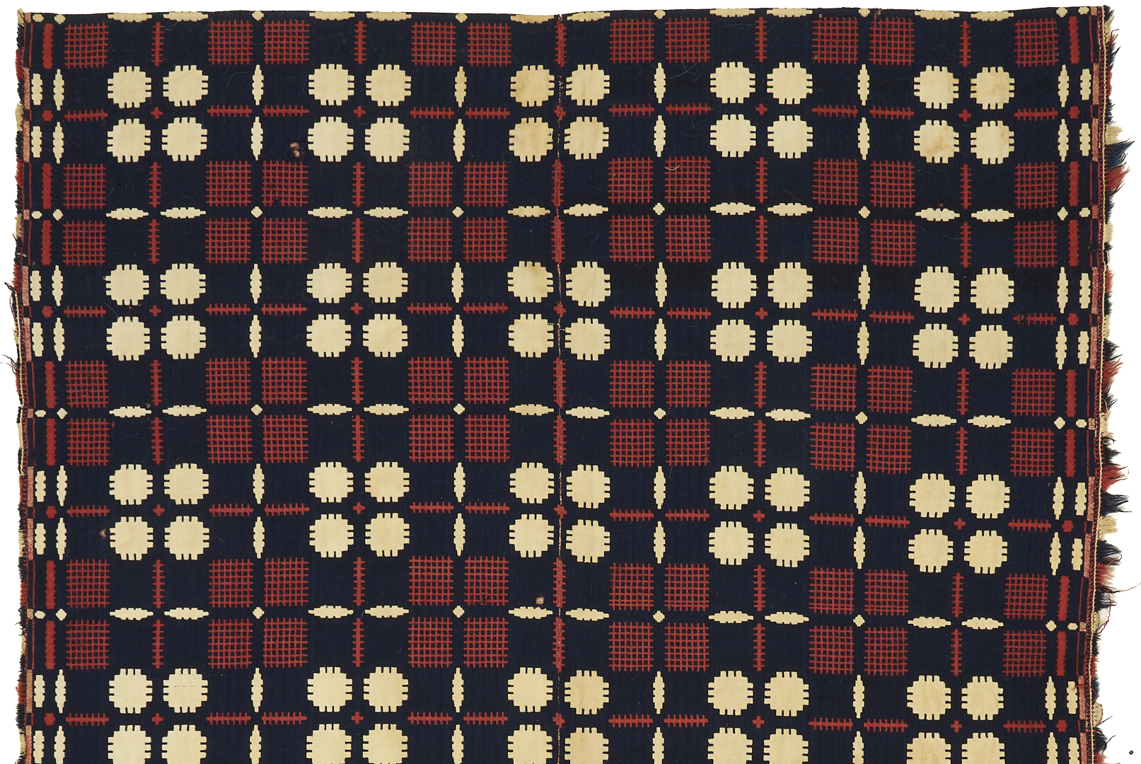 Lot 242: 2 Southern Red, White & Blue Wool Coverlets