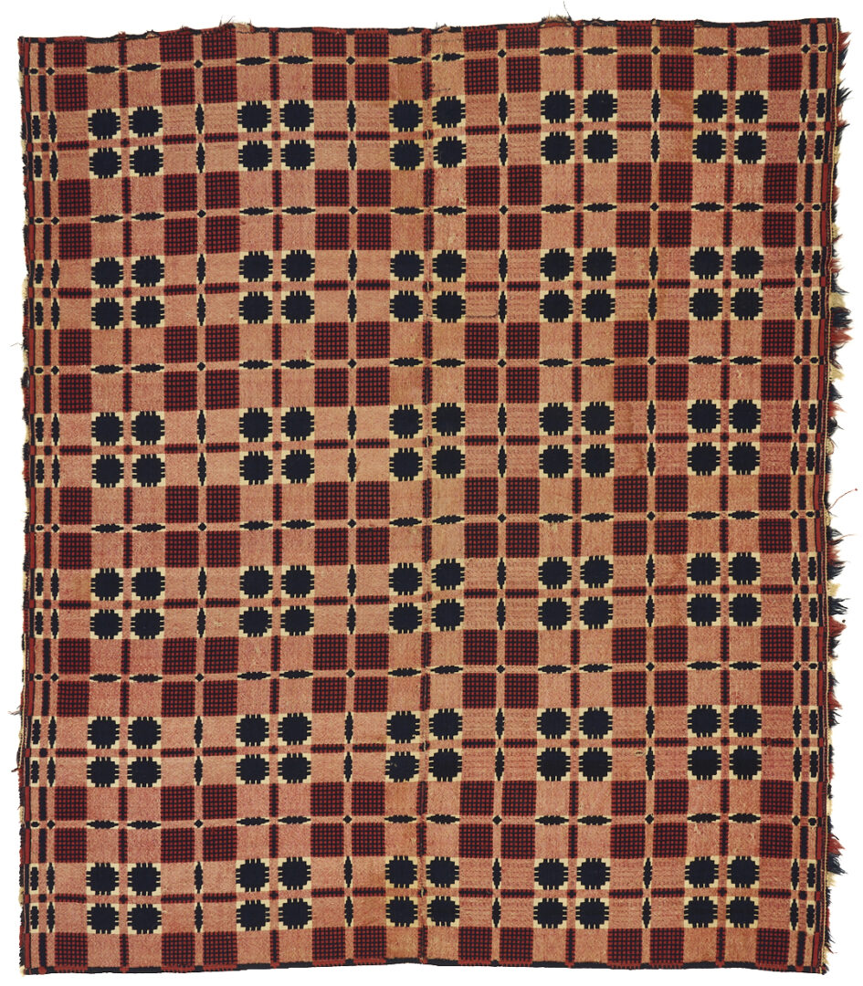 Lot 242: 2 Southern Red, White & Blue Wool Coverlets