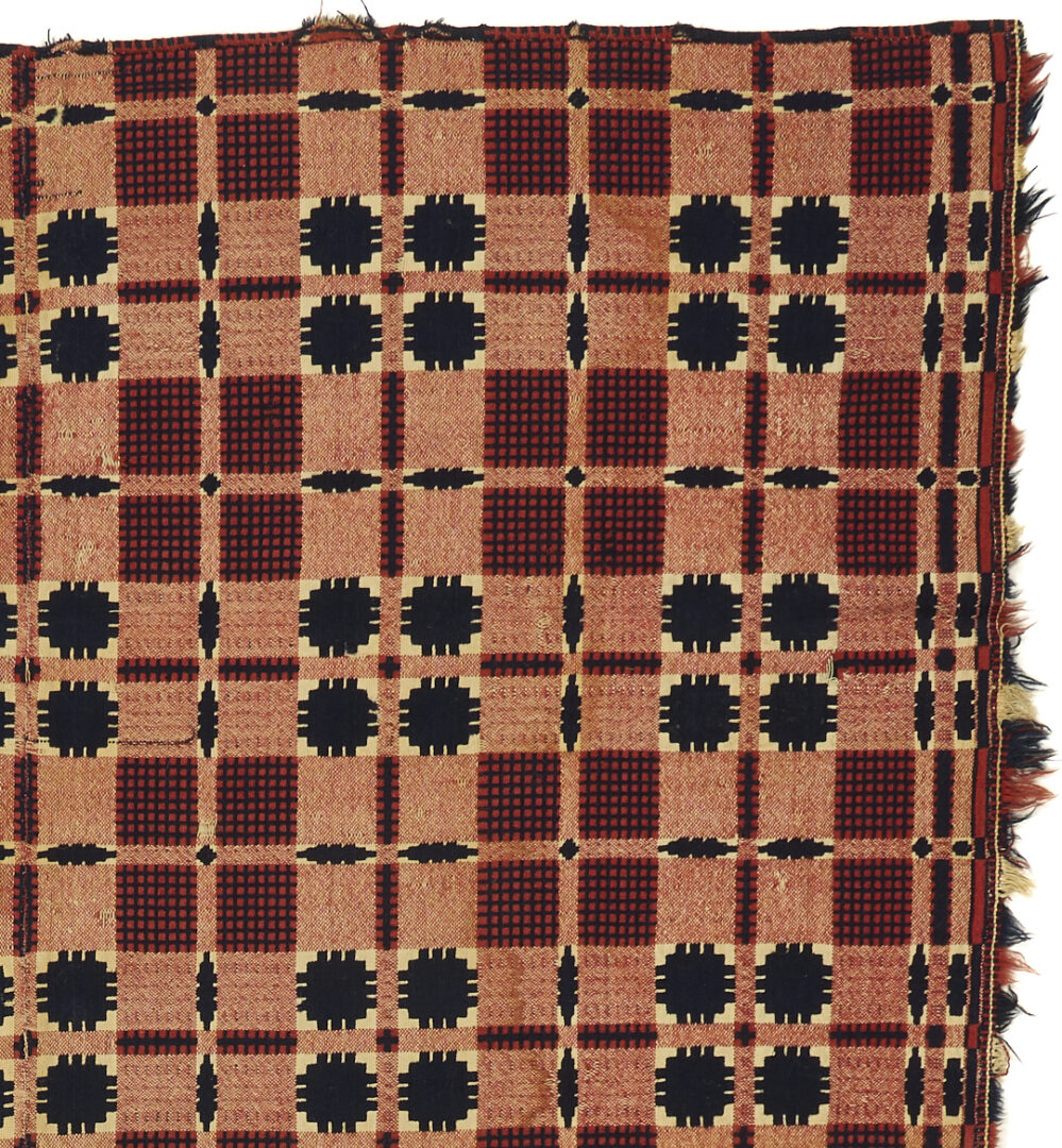 Lot 242: 2 Southern Red, White & Blue Wool Coverlets