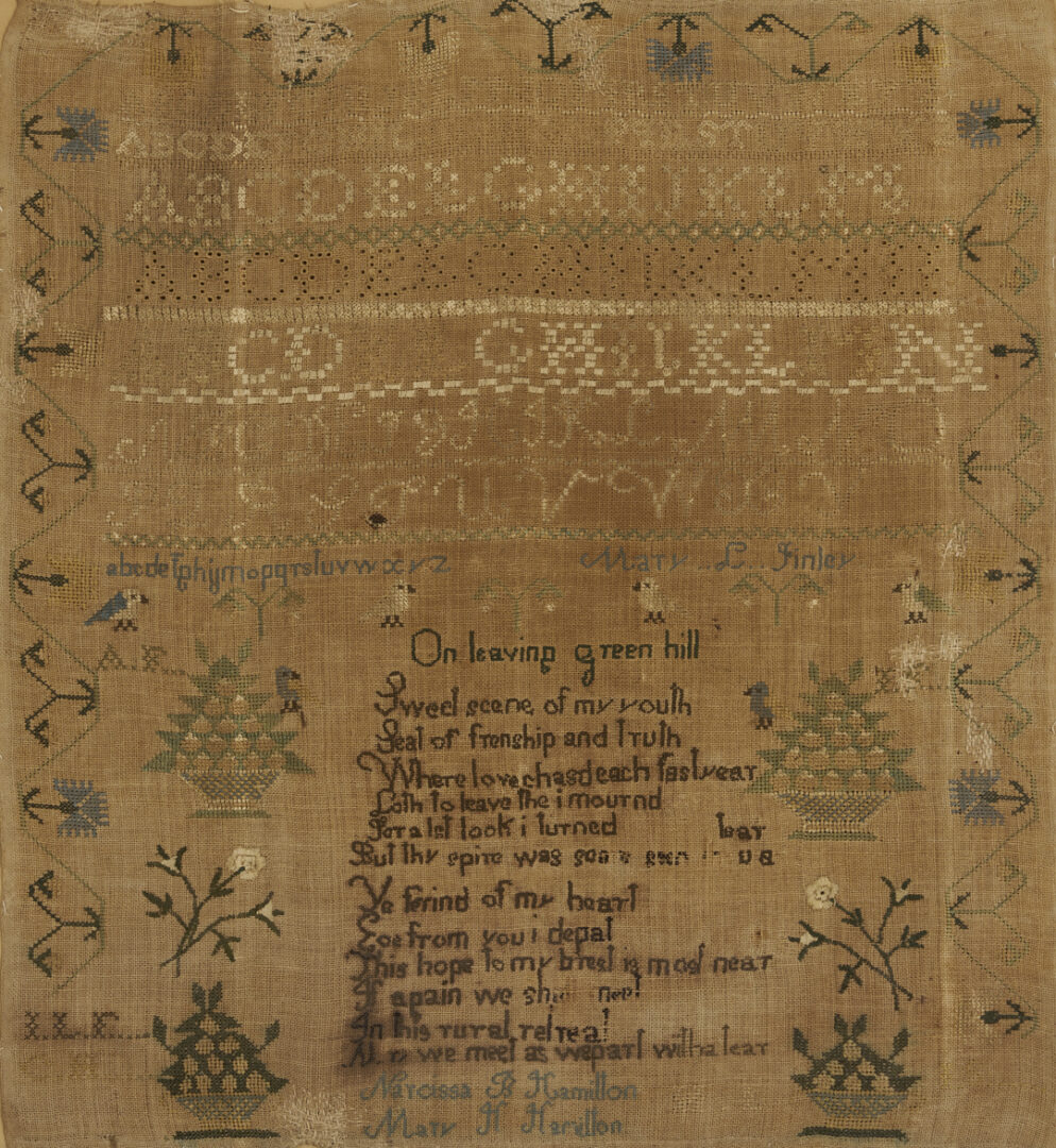 Lot 243: Rockbridge Co. Virginia Sisters Sampler, Sam Houston connection
