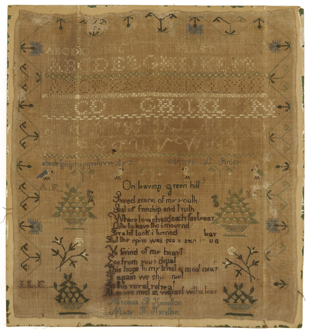Lot 243: Rockbridge Co. Virginia Sisters Sampler, Sam Houston connection