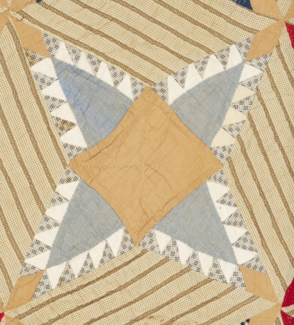 Lot 244: 19th C. Southern Pine Burr Pattern Quilt w/ Provenance