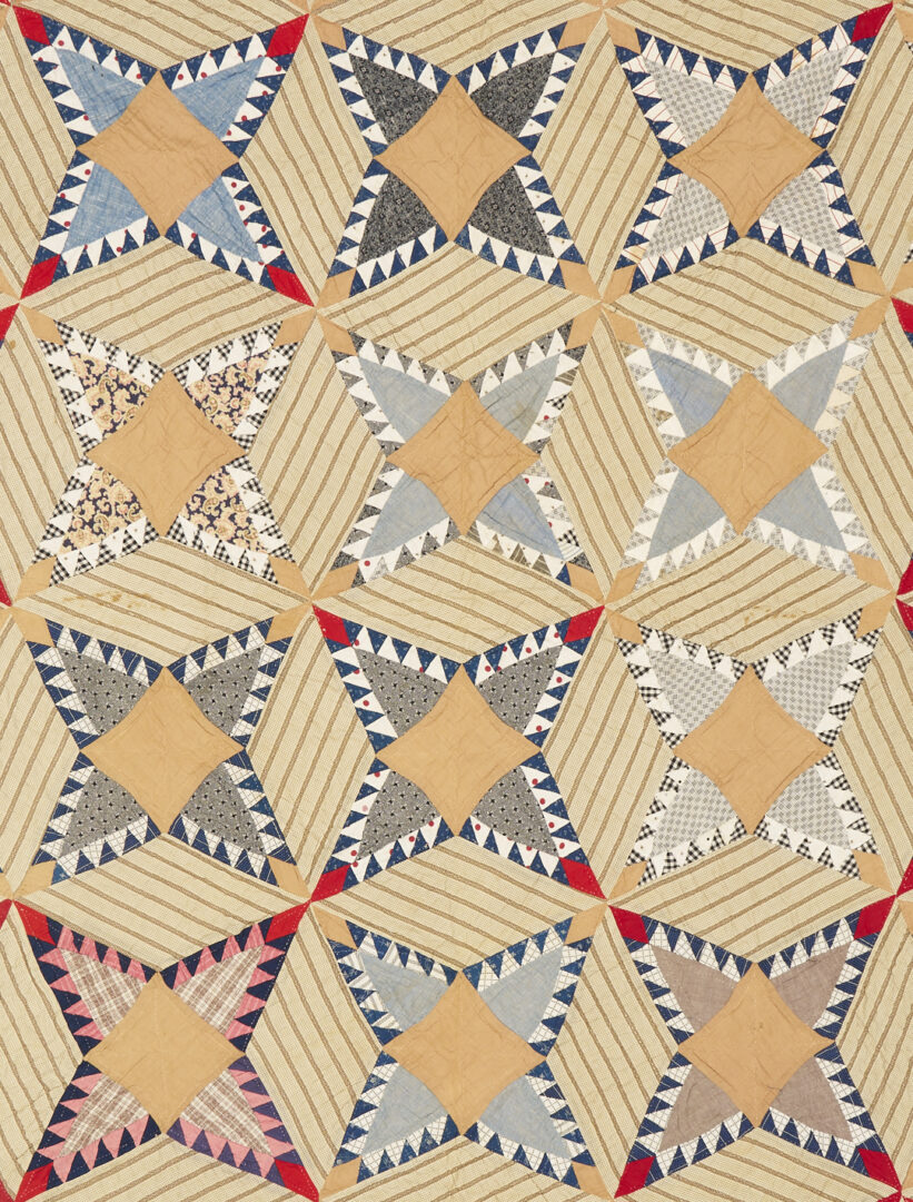 Lot 244: 19th C. Southern Pine Burr Pattern Quilt w/ Provenance