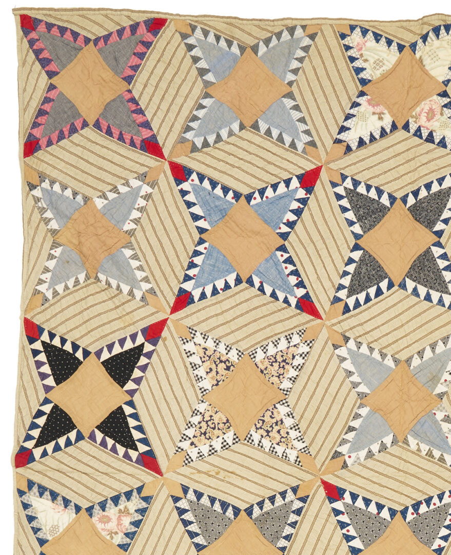 Lot 244: 19th C. Southern Pine Burr Pattern Quilt w/ Provenance