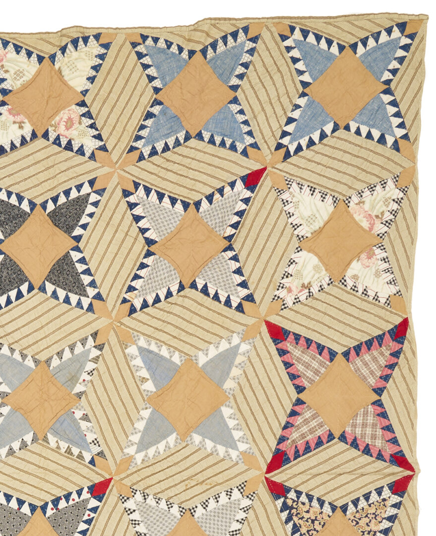 Lot 244: 19th C. Southern Pine Burr Pattern Quilt w/ Provenance