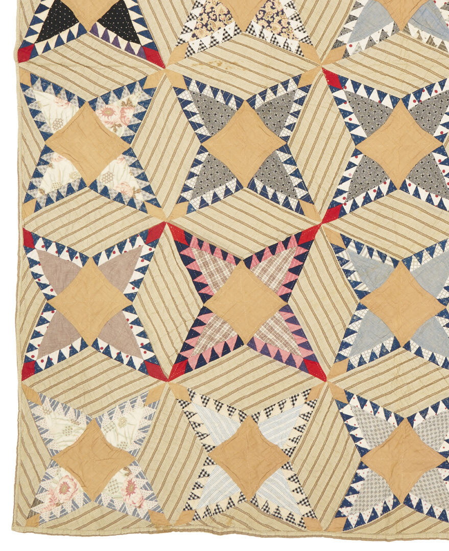 Lot 244: 19th C. Southern Pine Burr Pattern Quilt w/ Provenance