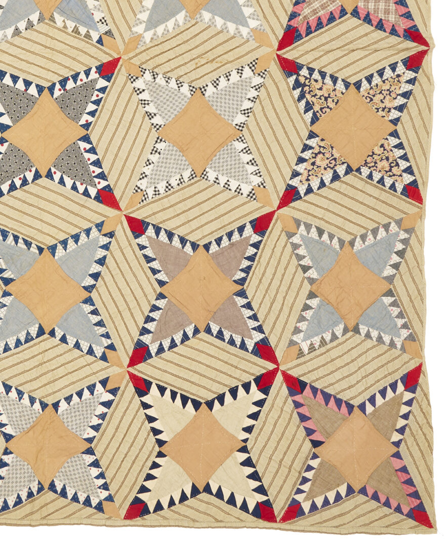 Lot 244: 19th C. Southern Pine Burr Pattern Quilt w/ Provenance