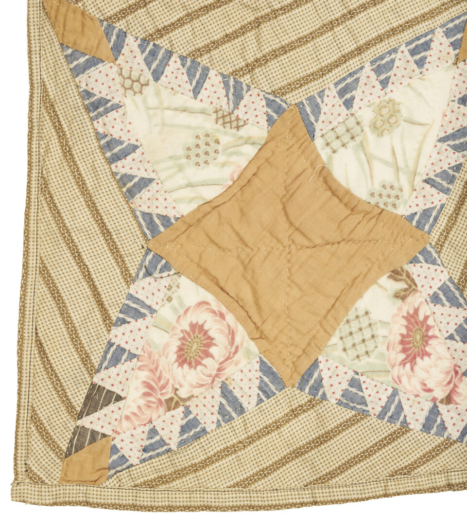 Lot 244: 19th C. Southern Pine Burr Pattern Quilt w/ Provenance