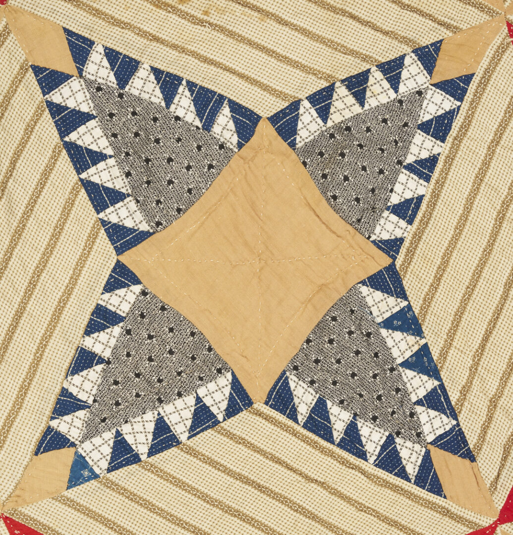 Lot 244: 19th C. Southern Pine Burr Pattern Quilt w/ Provenance