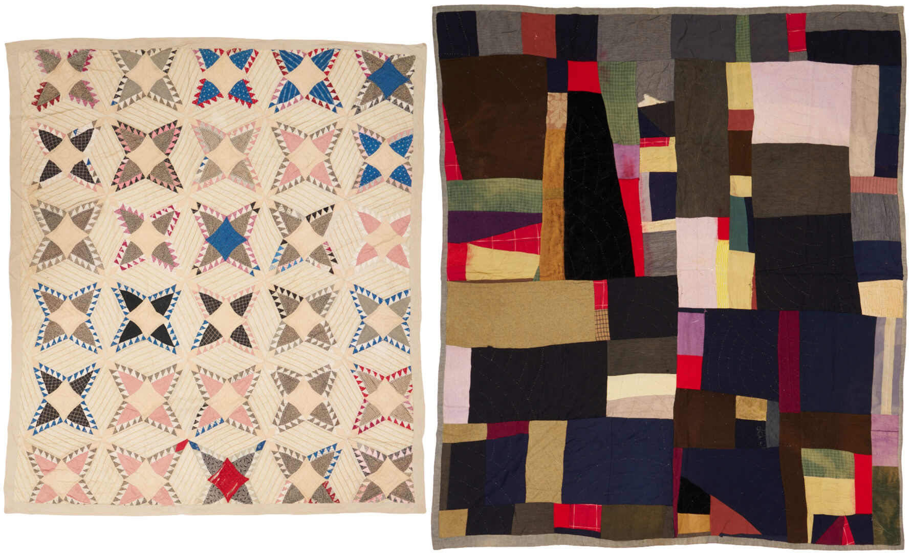 Lot 245: 2 Southern Quilts: Pine Burr & Crazy-Style Utility