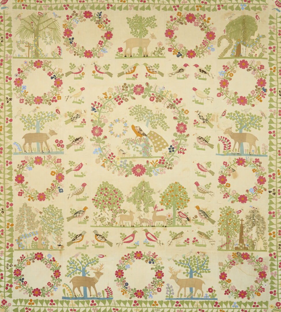 Lot 246: Exhibited Memorial Album Quilt Top, c. 1850