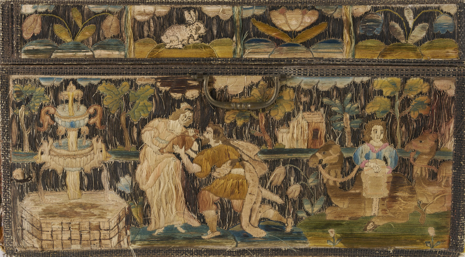 Lot 248: 18th C. Silk Embroidered Ladies’ Case and Framed Embroidery