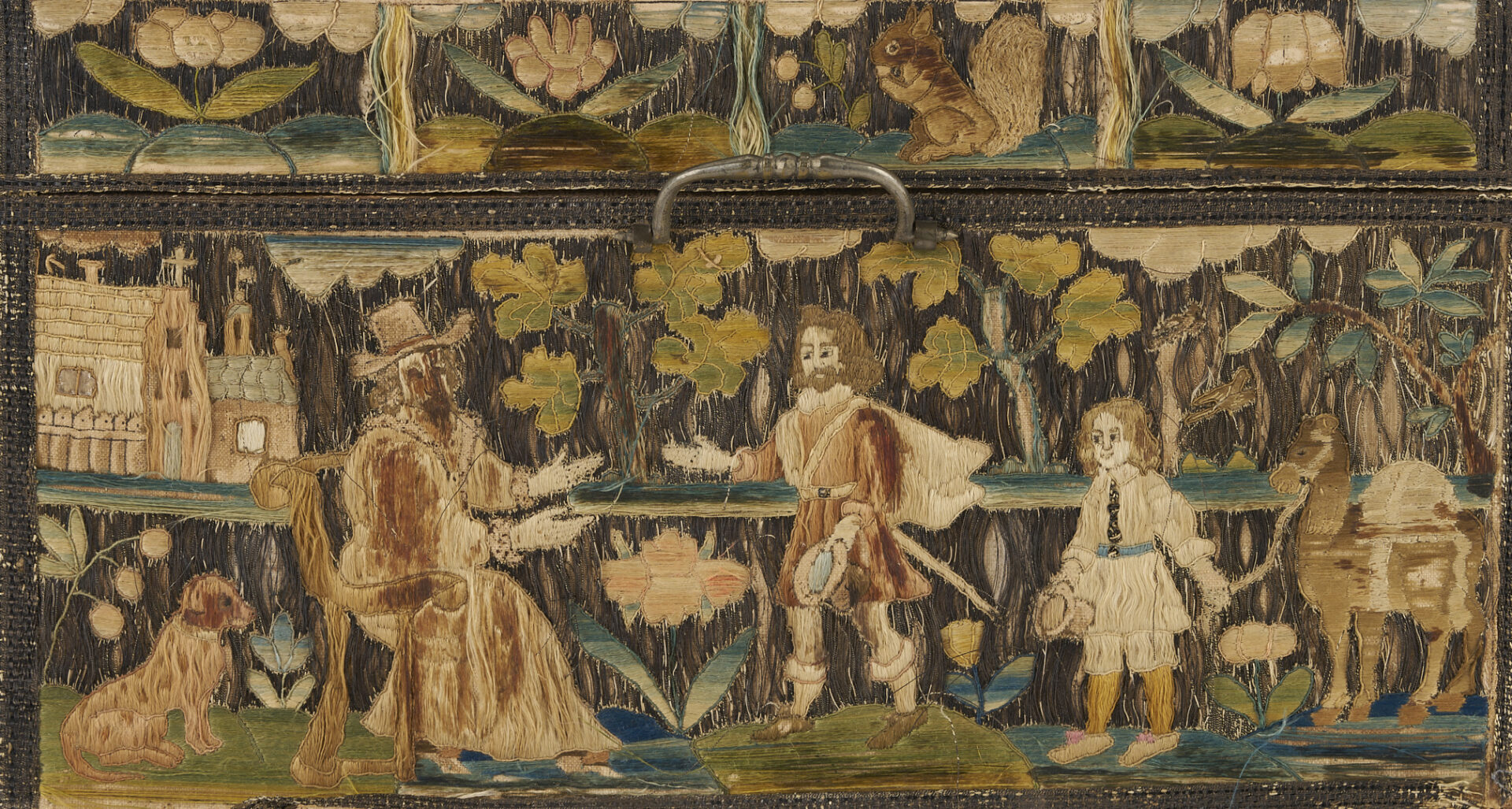 Lot 248: 18th C. Silk Embroidered Ladies’ Case and Framed Embroidery