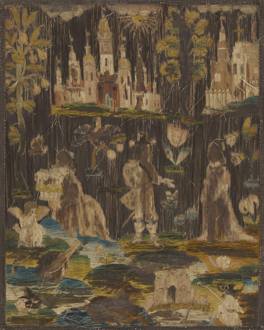 Lot 248: 18th C. Silk Embroidered Ladies’ Case and Framed Embroidery