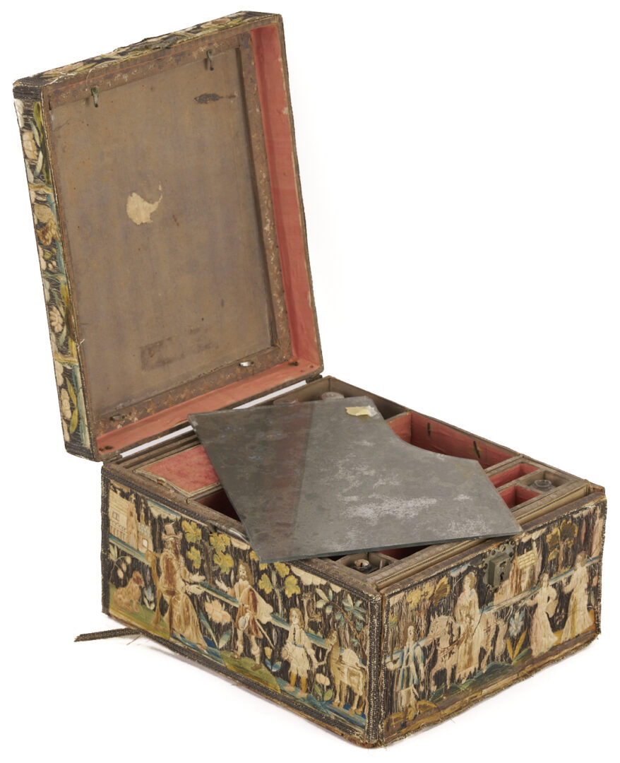 Lot 248: 18th C. Silk Embroidered Ladies’ Case and Framed Embroidery