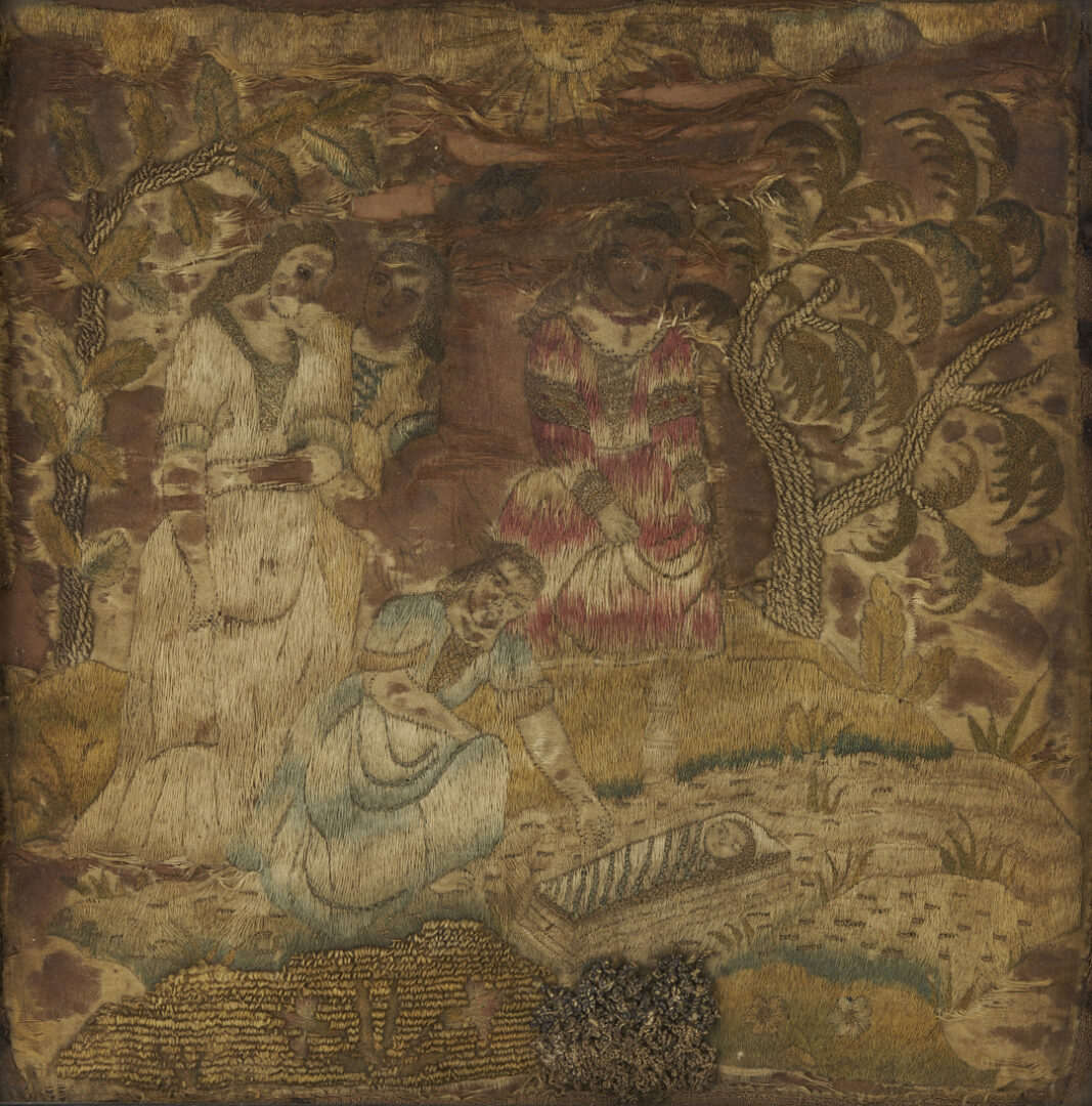 Lot 248: 18th C. Silk Embroidered Ladies’ Case and Framed Embroidery