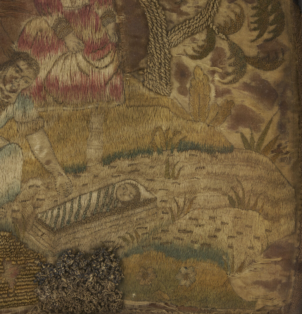 Lot 248: 18th C. Silk Embroidered Ladies’ Case and Framed Embroidery