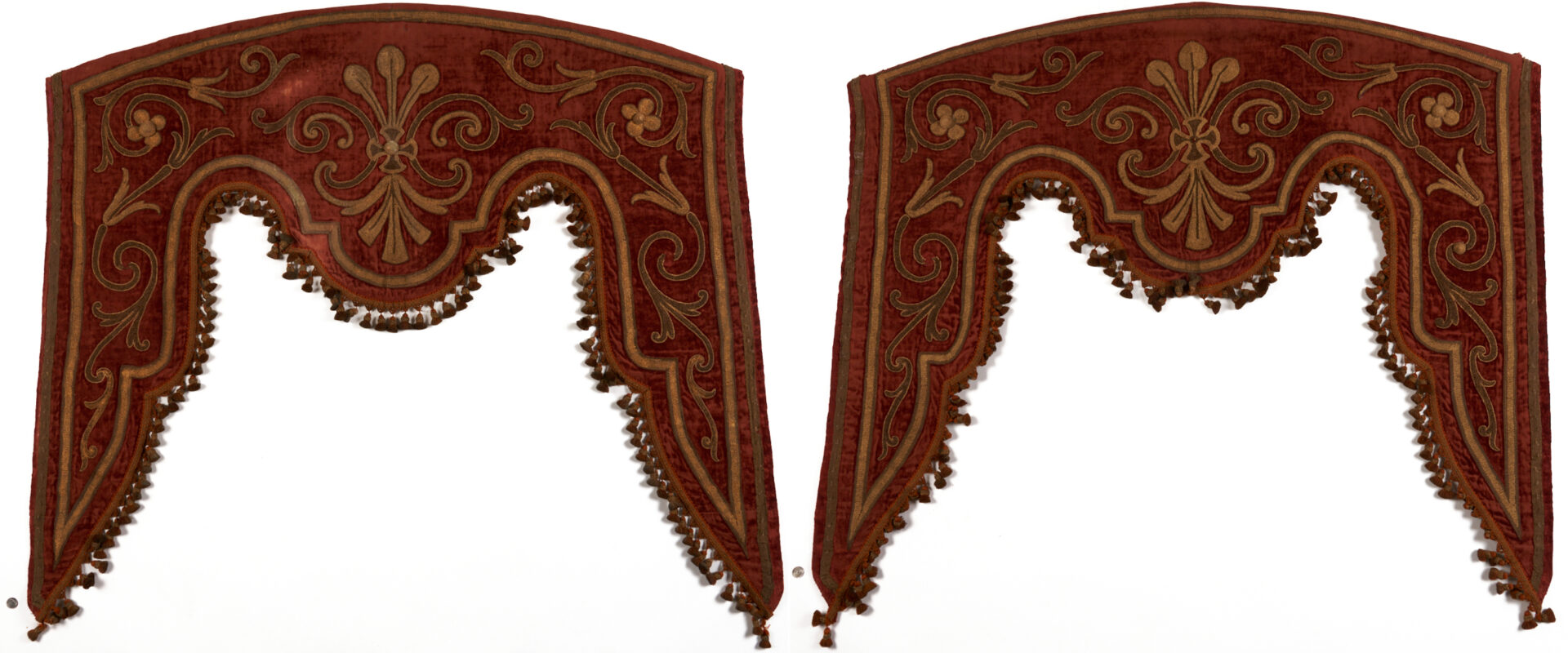 Lot 250: Pr. Metallic Embroidered Velvet Drapery Valances