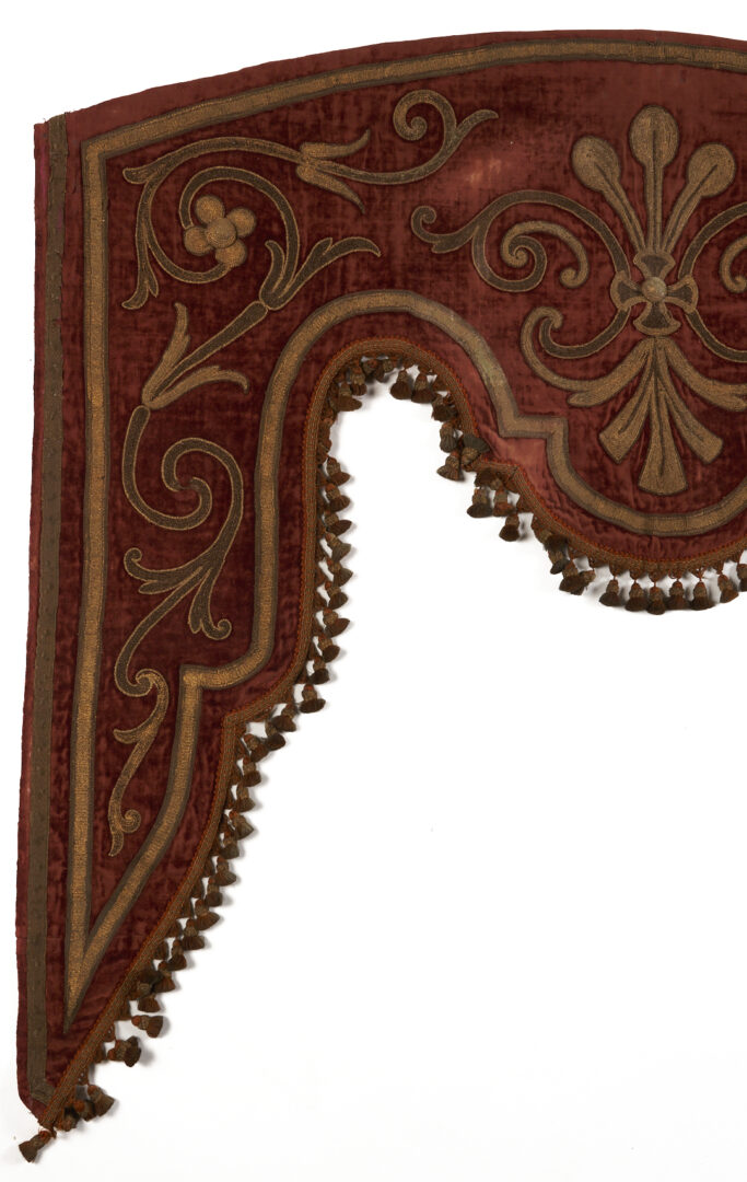 Lot 250: Pr. Metallic Embroidered Velvet Drapery Valances