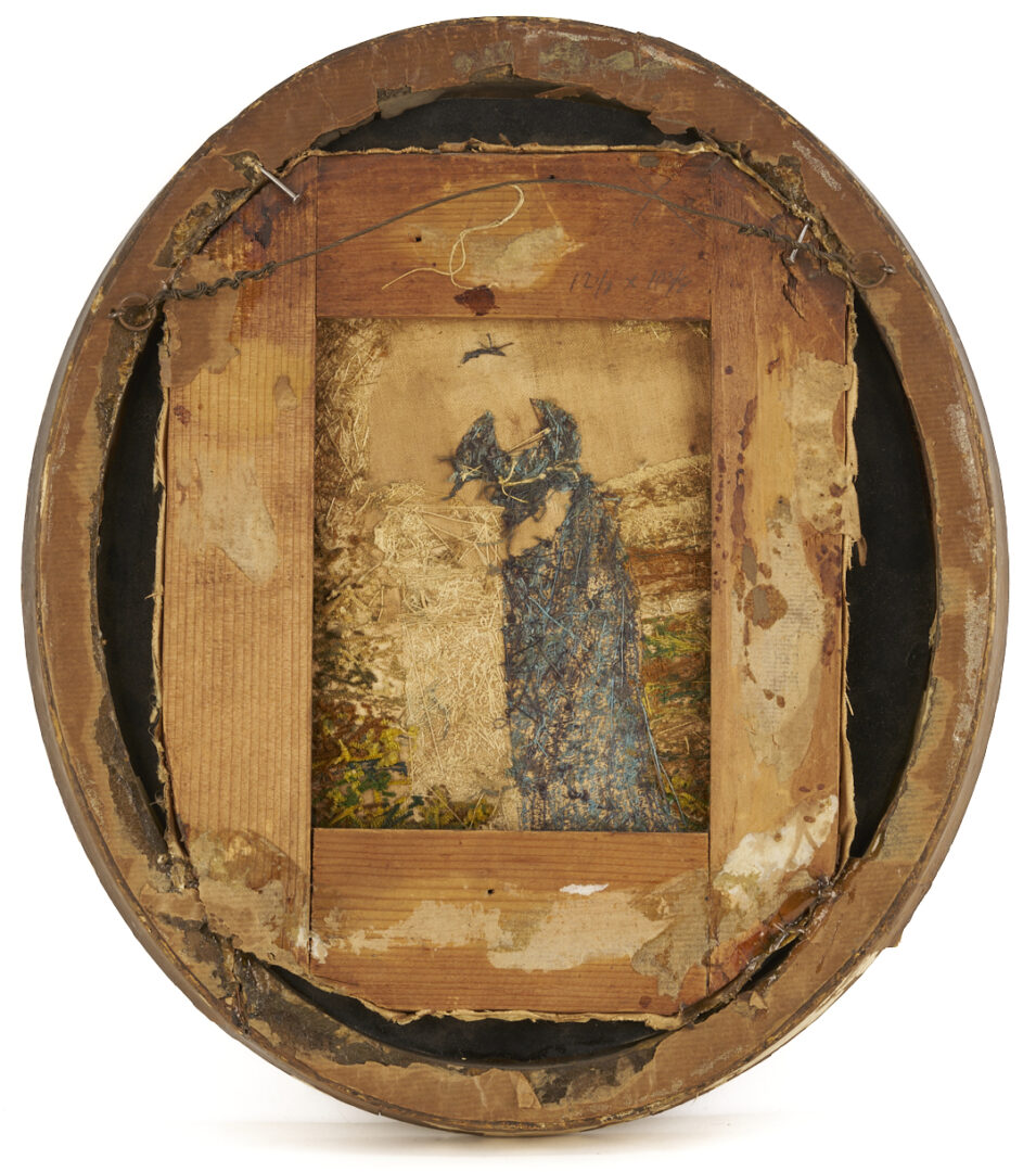 Lot 251: 3 Silk Embroidered Pictures incl. Mourning, Religious Themes