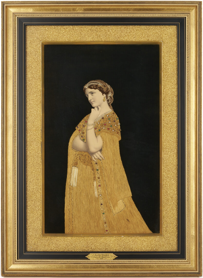 Lot 253: Art Nouveau Silk Embroidered Print, Lalla Rookh