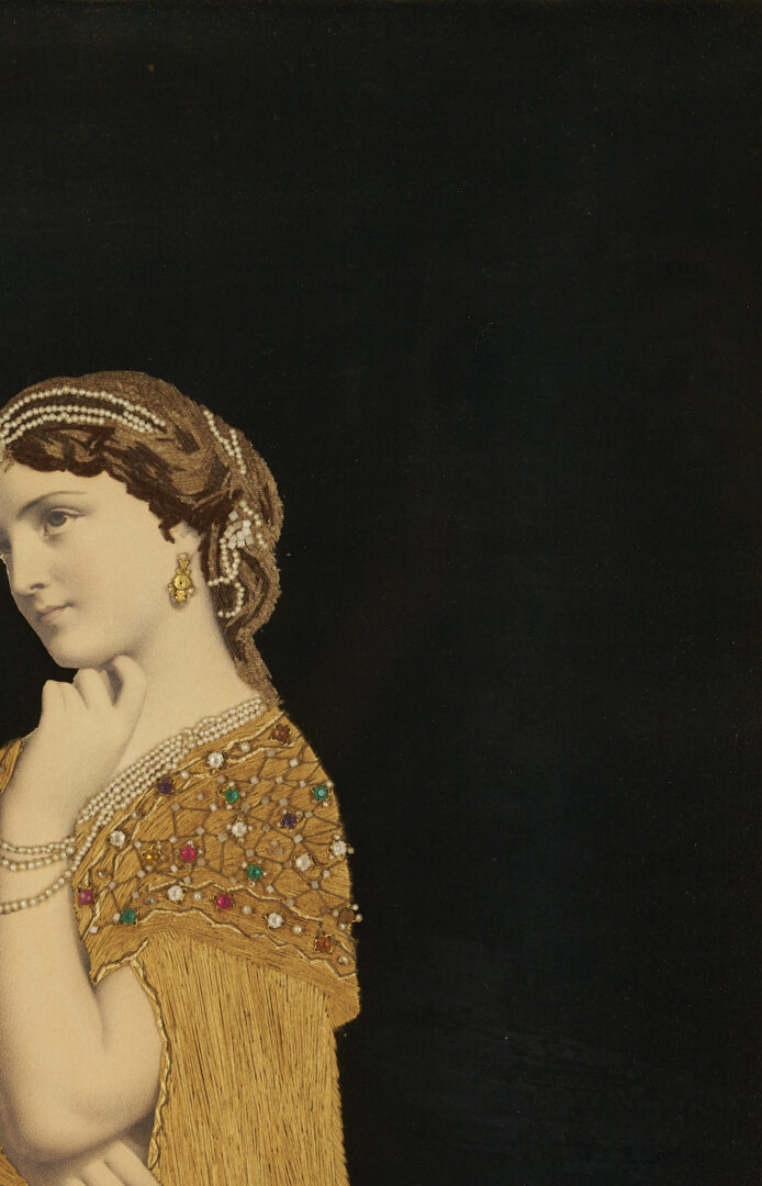 Lot 253: Art Nouveau Silk Embroidered Print, Lalla Rookh